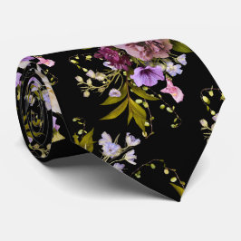 Corbata Grooms Purple Floral Bouquet en negro