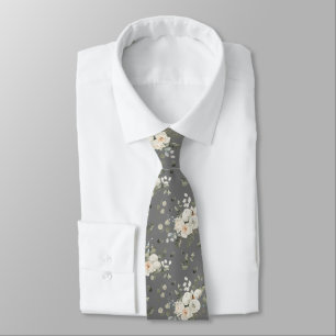 Corbata Grooms White Boda Floral Bouquet en gris