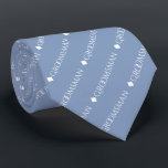 Corbata Groomsman Repeating White Text on Light Blue<br><div class="desc">This fun neck tie is the perfect accessory for the groomsmen at your wedding. It features a simple yet elegant design with the word "groomsman" written in fancy all capital white text repeating in a diagonal pattern on a light blue gray colored background. Perfect way to add a bit of...</div>