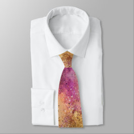 Corbata Groomsmen Boda de acuarela Gold Pink Sky