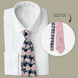 Corbata Groomsmen floral de peonía azul de la marina
