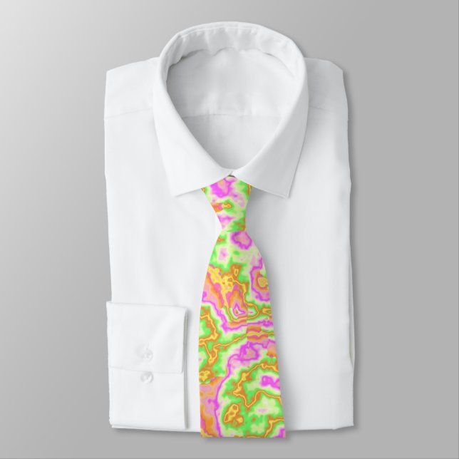 Corbata Groovic Colorous Acid Trip Retro Hippie Marble Art (Atado)