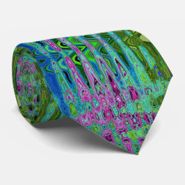 Corbata Groovic rosa caliente y azul Groovy Abstract Ondas
