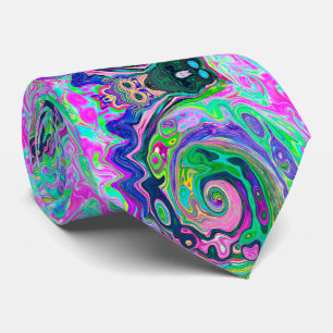 Corbata Groovy Abstract Aqua and Navy Lava Swirl
