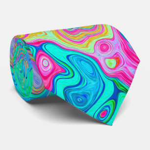 Corbata Groovy Abstract Retro Arcoiris Liquido Swirl