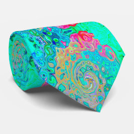 Corbata Groovy Abstract Retro Arcoiris Liquido Swirl