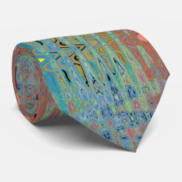 Corbata Groovy azul acuarela Abstract Olas atómicas retro