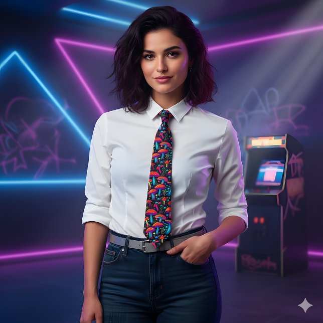 Corbata Groovy Bioluminescente Mushroom Retro (Subido por el creador)