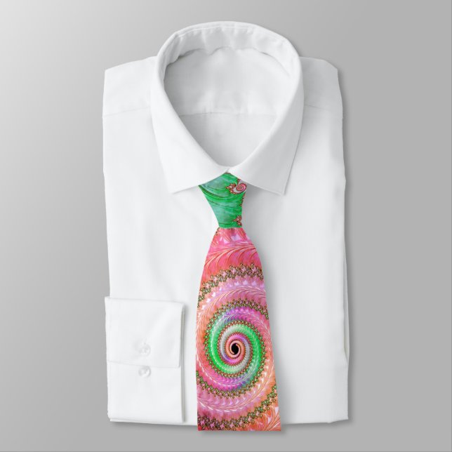 Corbata Groovy Colorful Spiral Digital Resumen Fractal (Atado)