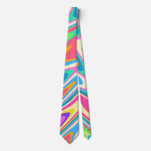 Corbata Groovy Hipster Retro Rainbow Surface Pattern