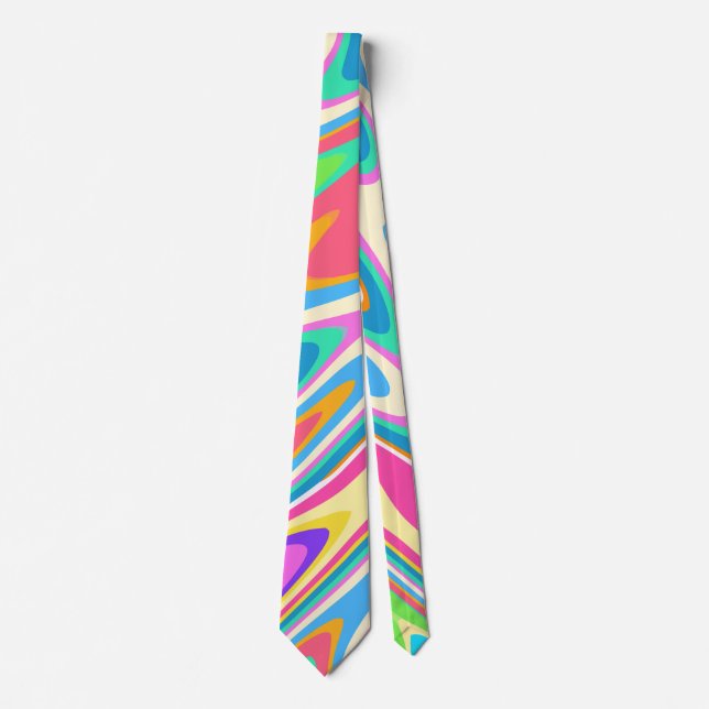 Corbata Groovy Hipster Retro Rainbow Surface Pattern  (Anverso)