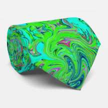 Groovy Lime verde y azul Resumen de arte retro