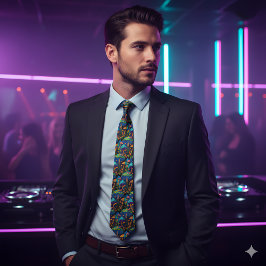 Corbata Groovy Magic Mushrooms - Retro Art Neck Tie