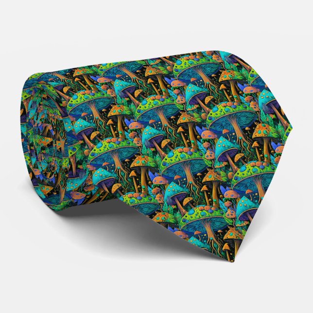 Corbata Groovy Magic Mushrooms Retro Tie (Enrollado)