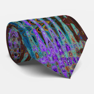 Corbata Groovy morado de color abstracto de ondas atómicas