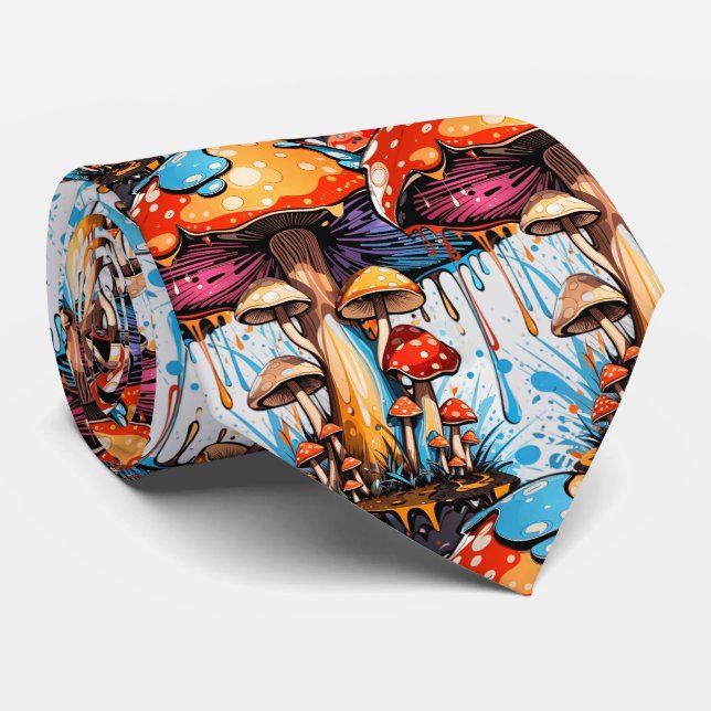 Corbata Groovy Mushroom Tie - Donde El Arte Encuentra Eleg (Enrollado)
