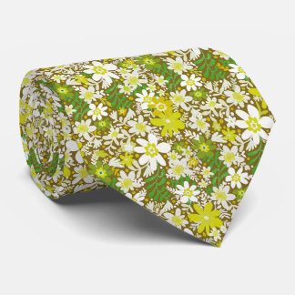 Corbata Groovy Otoño Verde Blooms Necesario