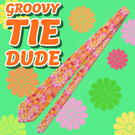Corbata Groovy Psicodelic Naranja Rosa Hippy Flor
