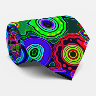 Corbata Groovy Psychedelic Abstract Neon Pattern