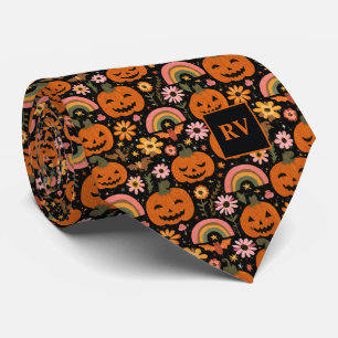 Corbata Groovy Pumpkin Magic Halloween Monogramado