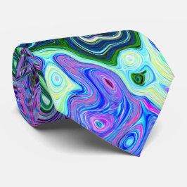 Corbata Groovy Resumen Retro Green y Purple Swirl