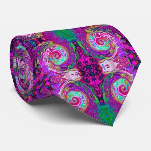 Corbata Groovy Resumen Retro Magenta Giro Arcoiris