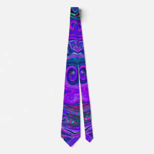 Corbata Groovy Resumen Retro Magenta y Púrpura Swirl