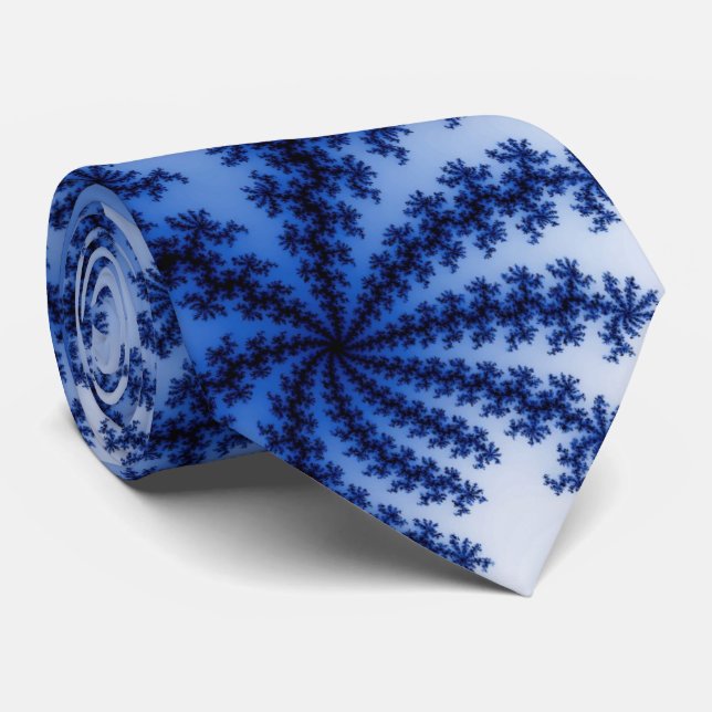 Corbata Groovy Retro Delft Blue Fractal Art (Enrollado)