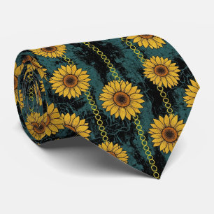 Corbata Grunge Girasol y Cadena a Rayas