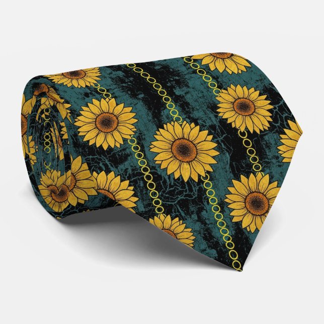 Corbata Grunge Girasol y Cadena a Rayas (Enrollado)