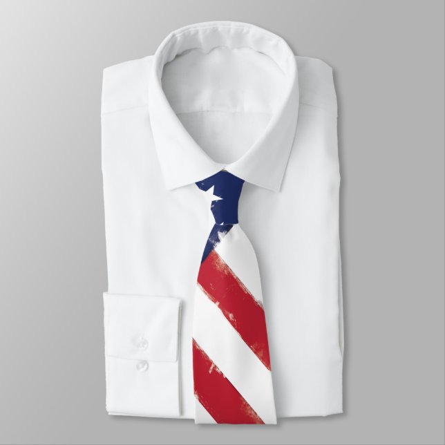 Corbata Grunge patriótico de la bandera americana viejo (Atado)