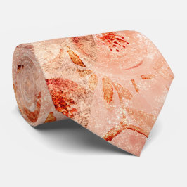 Corbata Grunge patrón floral. Fondo coral.