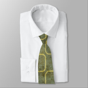 Corbata Grungy Green Retro Pattern