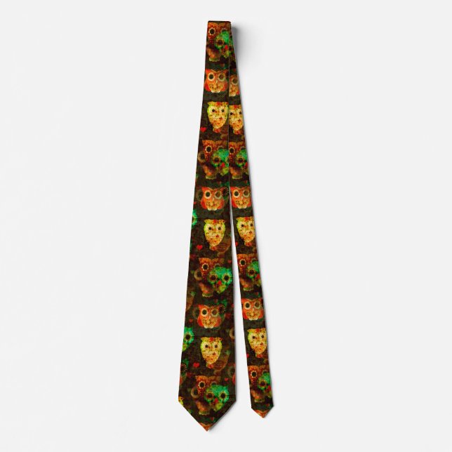 Corbata Grungy Owls patrón impecable I + tu idea (Anverso)
