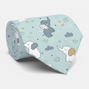 Corbata Guardería de elefante bebé Kawaii azul