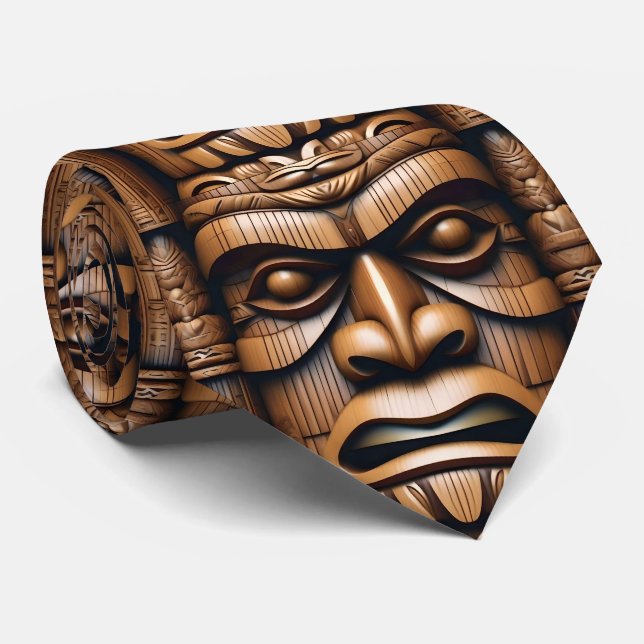 Corbata Guardianes antiguos: Arte de Madera Tiki (Enrollado)