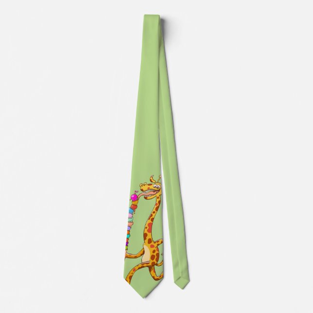 Corbata Guay Giraffe Comiendo Helado Crema (Anverso)