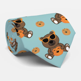 Corbata Guay lindo Halloween gafas de sol de oso y calabaz