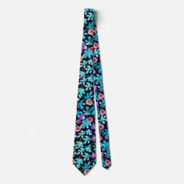 Corbata Guay Moderno Watercolor Figs Fruta y hojas