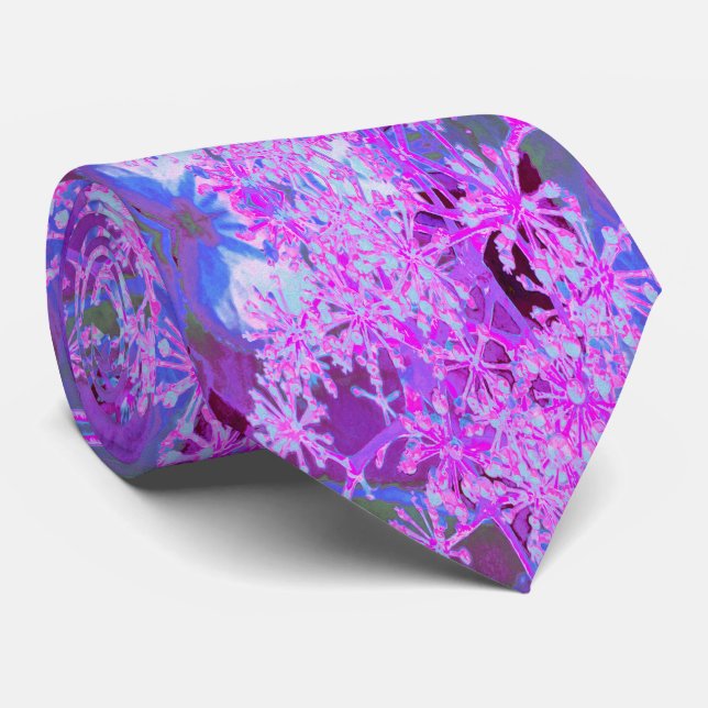 Corbata Guay Resumen de la naturaleza retro en rosa calien (Enrollado)