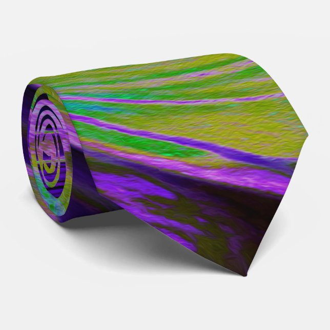 Corbata Guay Retro Purple and Chartreuse Liquid Art Swirl (Enrollado)