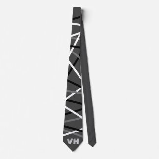 Corbata Guay Striped Guitar Gray White Black Initials