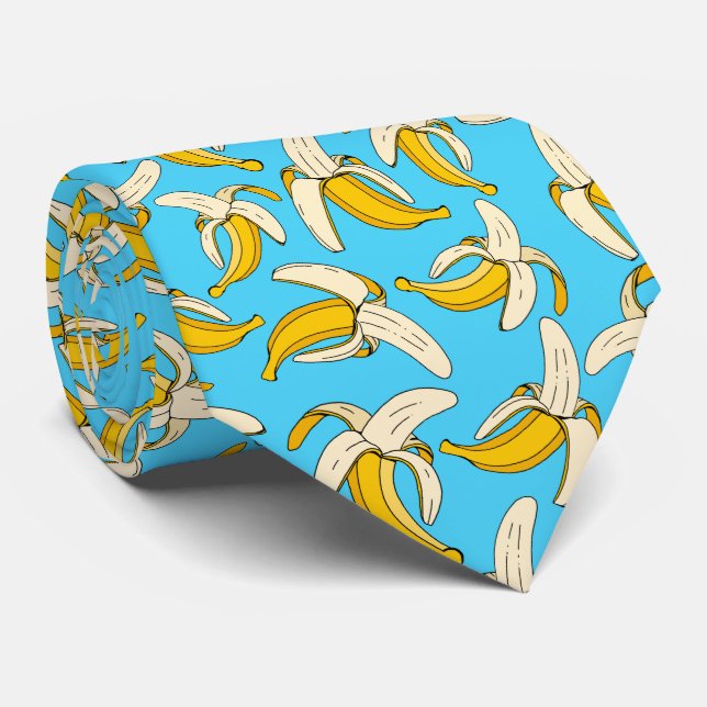 Corbata Guay Trendy Tropical Banana Pattern Turquoise (Enrollado)
