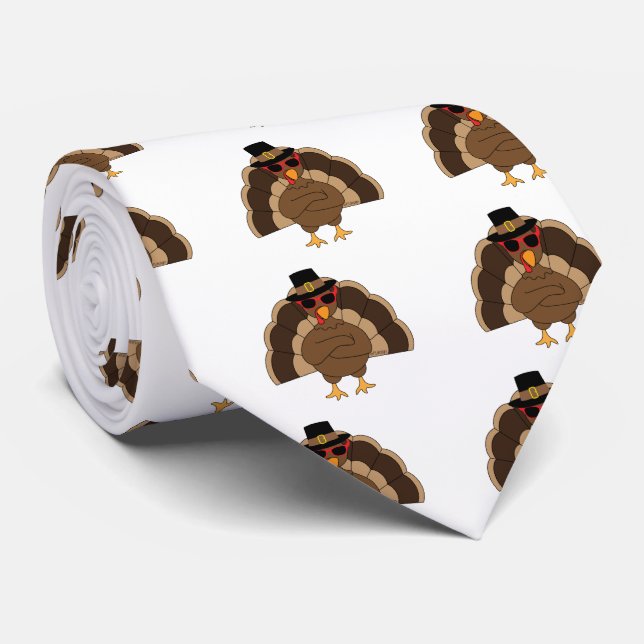 Corbata Guay Turkey Thankding divertido patrón blanco (Enrollado)