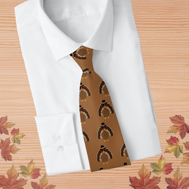 Corbata Guay Turkey Thankding divertido patrón marrón (Cool Turkey Thanksgiving fun brown pattern Neck Tie by PLdesign, custom gift for him.)