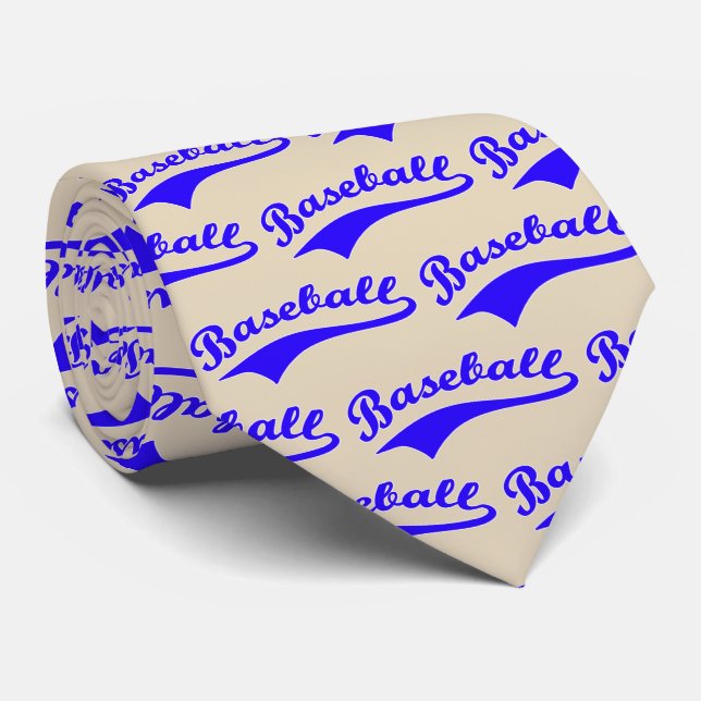 Corbata Guión De Béisbol En Azul (Enrollado)