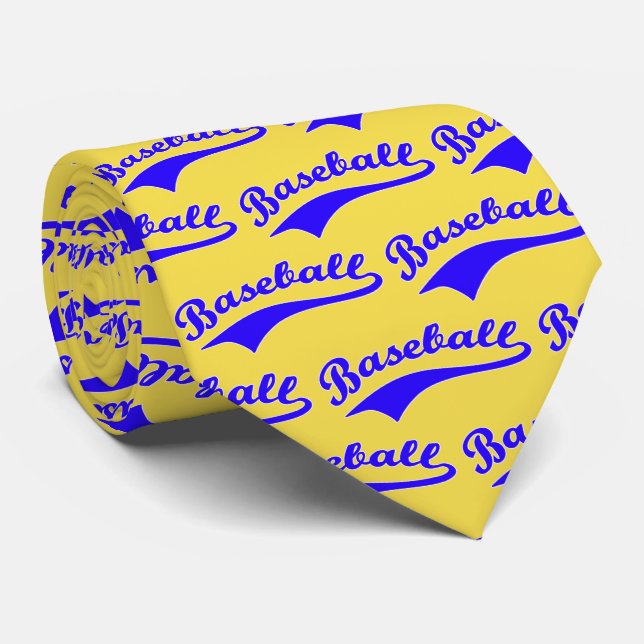 Corbata Guión De Béisbol En Azul (Enrollado)