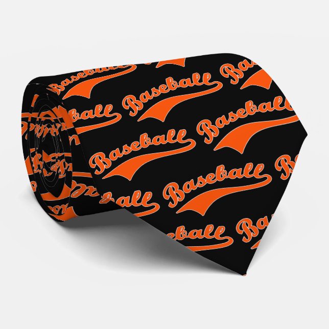 Corbata Guión De Béisbol En Naranja (Enrollado)
