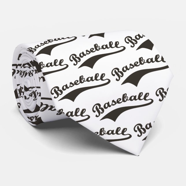 Corbata Guión De Béisbol En Negro (Enrollado)