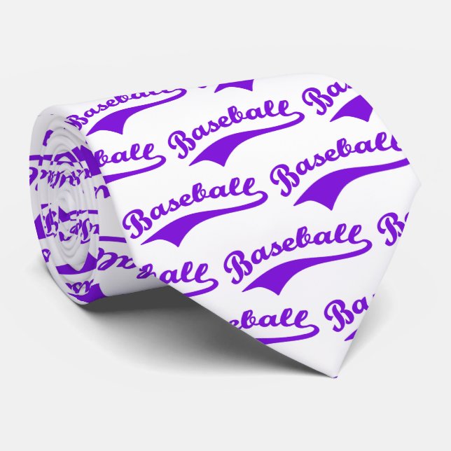 Corbata Guión De Béisbol En Púrpura (Enrollado)